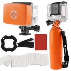Camkix W9RB0 Gopro Accessory Bundle Including Bobber Removable Floaty Anti-fog Inserts Thumbscrew Wrist Strap For Gopro Hero 4 Hero+ Lcd 3+ 3 2 1 Orange