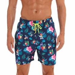 Jianlanptt Men's Tropical Leaf Flower Print Quick Dry Swim Trunks Water Shorts Swimsuit Beach Shorts Xxl=us L PATTERN15