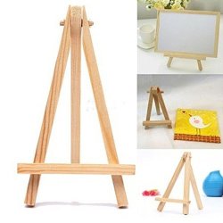 LinaLife 10 Pack Mini Wood Display Easel Wooden Artist Easel Triangle Cards Stand Photo Display Wedding Business Card Painting Craft Drawing Phone Holder Parties and Celebrations 5 Inch
