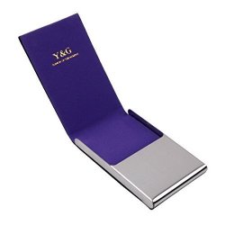 Purple Personal Card Case Design Black Stainl?ess Steel Y&g Leather Card Holder With Gift Box CC1009 Purple
