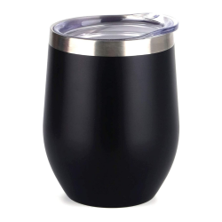 Lifespace Premium Stainless Steel Matt Black Double Walled Wine Cups Mug - Pair