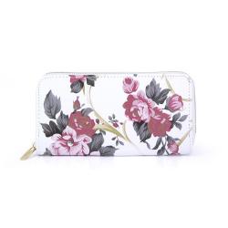 Elisa Pink Grey And White Floral Purse