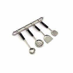 NSZZJIXO9 5PCS Kitchen Dollhouse Miniature Spoon Shovel Cookware Tools Diy Accessories Kit For Toddler Girls Kids Cute And Fine Workmanship Doll House Silver
