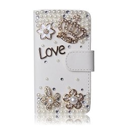 Galaxy S4 MINI Case Armybee Samsung Galaxy S4 MINI I9190 Bling Crystal Love Crown Premium Pu Leather Flip Wallet Case Cover Design For Girls