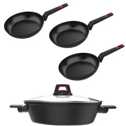 Taurus - Black Aluminum Non-stick Frying Pan And Cacerola Baja Forged Pot