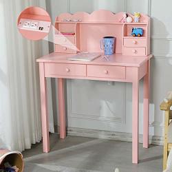 pink and white desk