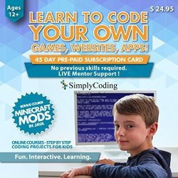Simply Coding For Kids - Learn To Code - Program Computer Games Websites Apps Minecraft Mods Ages 12+ - Programming Animation Design Software