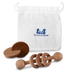 Natural Wooden Baby Rattle And Montessori Discs