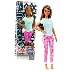 Mattel Year 2014 Barbie Fashionistas Series 12 Inch Doll Set - 12 Pants So Pink Nikki CLN65 In Blue Tops And Pink Denim Pants With Earrings And Purse