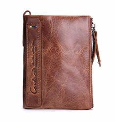 Coin Bag Zipper Wallet Women Genuine Leather Wallets Purse Fashion Short Purse With Credit Card Holder Hasp Brown