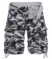 Aoyog Men's Summer Loose Camo Cargo Shorts Fishing Cotton Casual Shorts