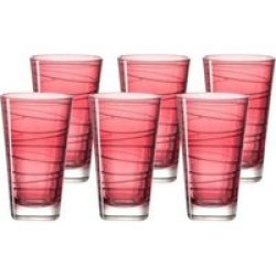 Tall Drinking Glass Ruby Red Vario 6 Piece