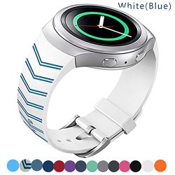 Samsung Gear S2 Watch Band Silicone Replacement Sport Band For Gear S2 Smart Watch White Blue