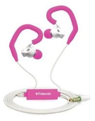 Polaroid Sports Earbuds With Built-in-mic And Removable Ear Hooks - Pink