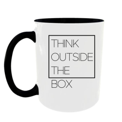 Think Outside The Box Black Coffee Mug