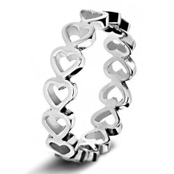 Women's Stainless Steel Open Heart Eternity Ring 5 Mm - Size 6