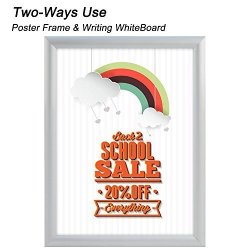 T-sign 24 X 36 Inches Aluminum Snap Poster Frame Inclueds White Dry Earse Surface 1 Profile Wall Mounted Silver - Two Use Methods For More Display