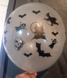 Halloween Party Balloons- 4 X White & 4 X Clear