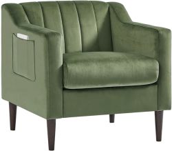 Luna Velvet 1 Seater Sofa Arm Chair - Green