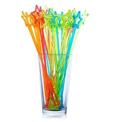 Sealike Assorted Color Plastic Swizzle Sticks Cocktail Drink Stirrers With Stylus 50