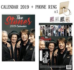Rolling Stones Calendar 2019 + Phone Ring Metal Stand Holder For All Mobile Phone