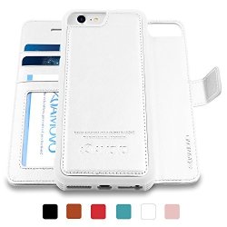 AMOVO Iphone 8 Case 2 In 1 Iphone 8 Wallet Case Detachable Folio Premium Vegan Leather Case For Iphone 8 IPHONE 7 IPHONE 6 Iphone 8 7 6 4.7" White