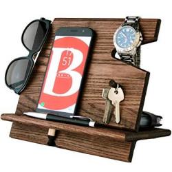 Wooden Cell Phone Stand Nightstand Charging Dock Plus Watches Holder Mens Wood Bed Side Valet Tray Organizer Desk Top Docking Station Smart Mobile Base Prices Shop Deals Online Pricecheck