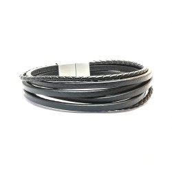 Multi XL Leather Sliding Clip Wrist Bracelet