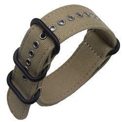 22MM Khaki Deluxe Premium Nato Style Sturdy Exotic Soft Canvas Sport Men's Wrist Watch Band Wristband