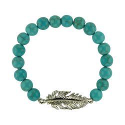 Boho Fashion - Handmade Turquoise Beads Feather Charm Bracelet