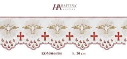 1 Lace Side- 20CM Lace - Golden Dove With Red Cross Tongues Of Fire - Width 150CM And Length Per 100CM 1M