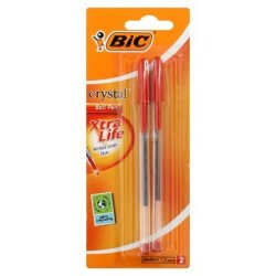 BIC Crystal Red Ballpoint Pen 2 Pack