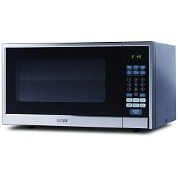 Commercial Chef Countertop Microwave 1.1 Cubic Feet Black With Stainless Steel Trim