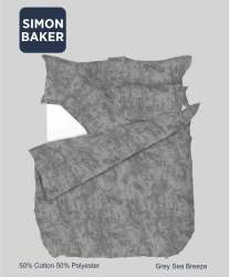 Simon Baker Printed Poly cotton Duvet Cover Set - Sea Breeze Grey Various Sizes - Grey Super King 260 X 230CM + 2 Pillowcases 45CM X 70CM