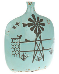 BALI Ceramic Crackle Windmill Print Vase