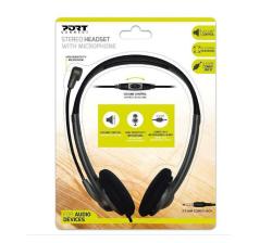 Port Design S Stereo Headset With MIC 1.2M Cable And Volume Controller Black