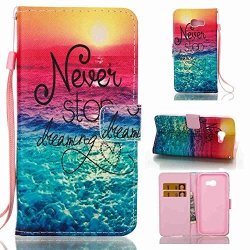 Alfort Samsung Galaxy A5 2017 Case Samsung Galaxy A5 2017 Cover Painting Phone Case Cover Flip Pu Case For Samsung Galaxy A5 2017 5.2" Smartphone Image Never Stop Dreaming