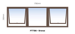 Top Hung Aluminium Window Bronze PTT186 2 Vent W1800MM X H600MM