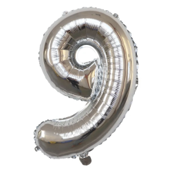 Silver Number 9 Helium Balloon 106CM
