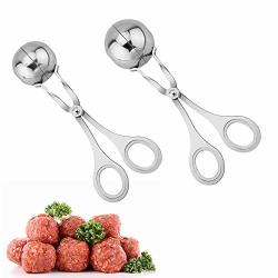 Meat Ballers Komake 2 Pcs Stainless Steel Ball Maker None-stick Meat Baller Tongs Cake Pop Maker Cookie Dough Scoop Tongs For Meatball Cake Ice