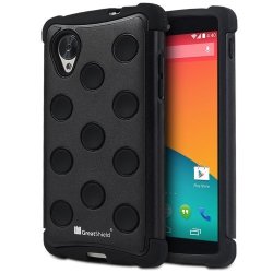 Greatshield Nexus 5 Domino Polka Dot Silicone + PC Hybrid Case For Google Nexus 5 Black