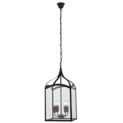 Bright Star Lighting - Square Shaped Metal Pendant With Glass Sides