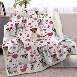 Blessliving Red Hearts Dog Cat Print Plush Blanket Cute Puppy For Kids Adults 3D Animal Print Plush Blanket Gift For Pet Lovers Jack Russell