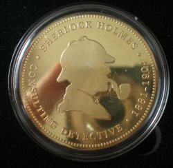 United Kingdom Sherlock Holmes London Uk Medal Gold Plated 40 Mm In Box + Caps