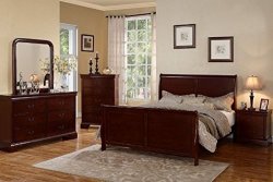 Poundex Louis Phillipe Bedroom Set Featuring French Style Sleigh Platform Bed And Matching Case Goods Queen Cherry R84159 00 Bedroom Pricecheck