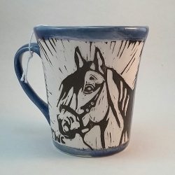 Horse Sgraffito Mug