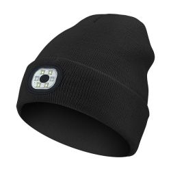 Winter Knitted Beanie Hat With Built-in Rechargeable LED Head Lights