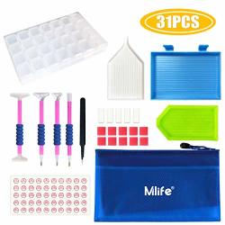 Mlife 5D Diamond Painting Kit 31 Pieces Diy Diamond Painting Accessories With 28 Slots Diamond Embroidery Box Apply To Full Drill & Partial Drill