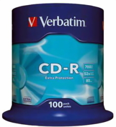 Verbatim 700MB Cd-r 52X Extra Protection Non Azo Spindle - Pack Of 100
