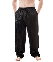 Men's Satin Lounge Pants Medium Black